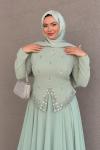 Rabia Tesettür Abiye  Mint Yeşili
