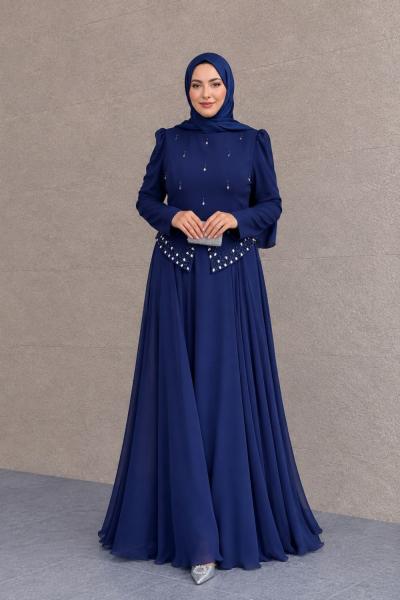 Rabia Tesettür Abiye  Lacivert