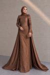 Şeyma Korseli Tesettür Abiye Kahverengi
