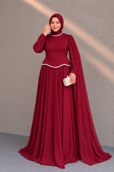 Yıldız Tesettür Abiye Bordo