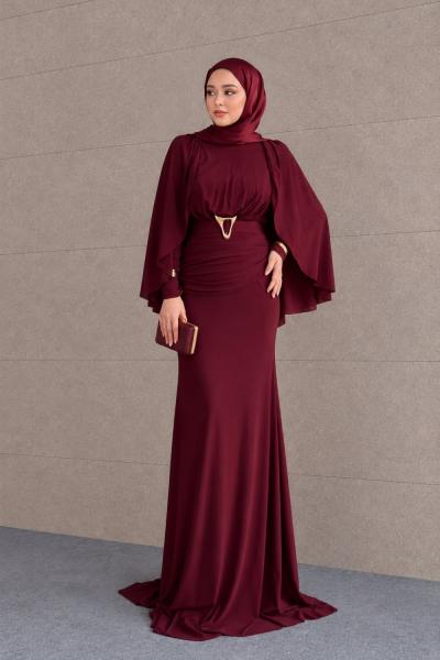 Sarya Tesettür Abiye Bordo