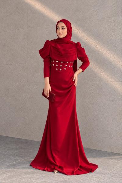 Tülin Tesettür Abiye Bordo