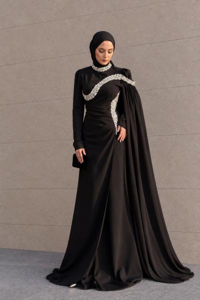 Selin Taşlı Abiye Siyah