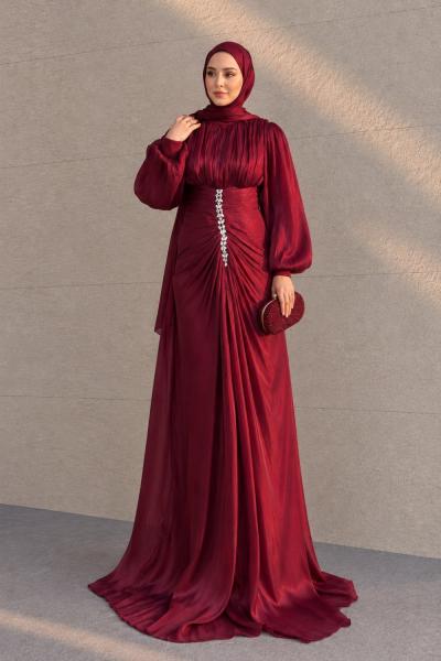 Neslihan Tesettür Abiye Mürdüm