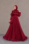 Adelina Tesettür Abiye Bordo