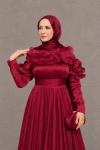 Adelina Tesettür Abiye Bordo