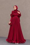 Adelina Tesettür Abiye Bordo