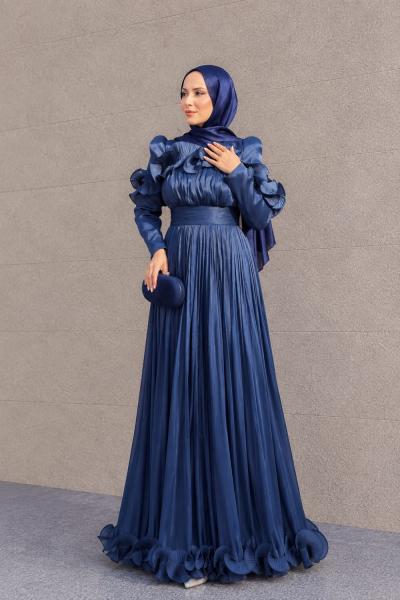 Adelina Tesettür Abiye Lacivert
