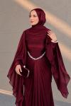 Manolya Tesettür Abiye Bordo
