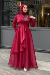 Annabel Tesettür Abiye Bordo
