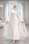 Defne Tesettür Abiye Beyaz