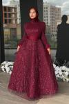 Elena Tesettür Abiye Bordo