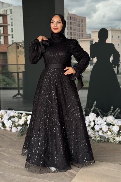 Elena Tesettür Abiye Siyah