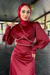 inci saten abiye Bordo