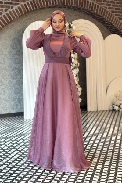 Mercan abiye tesettür Gül Kurusu