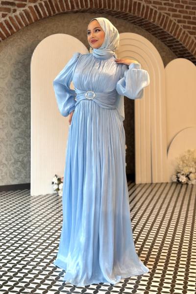 Nedime tesettur abiye Bebe Mavisi