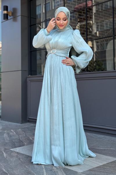 Nedime tesettur abiye Mint Yeşili