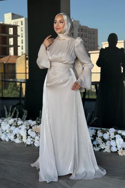 Öykü Tesettür Abiye Taş Rengi