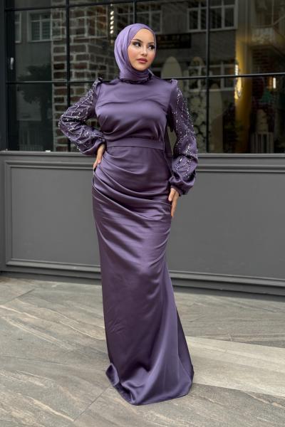 Şura Abiye Tesettür Lila